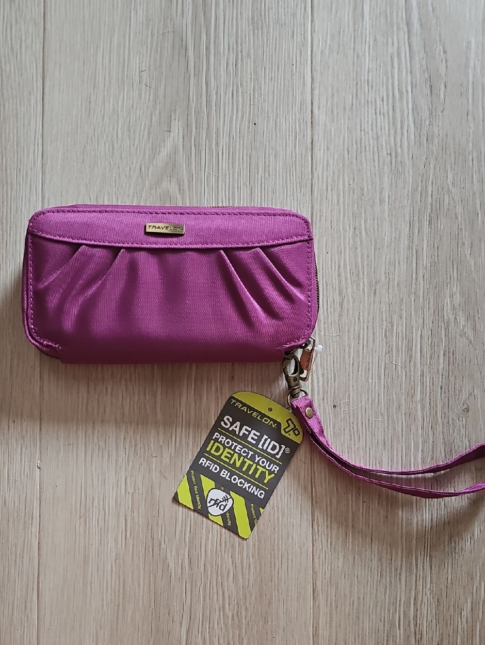 Travelon Pink Wristlet Wallet with Strap